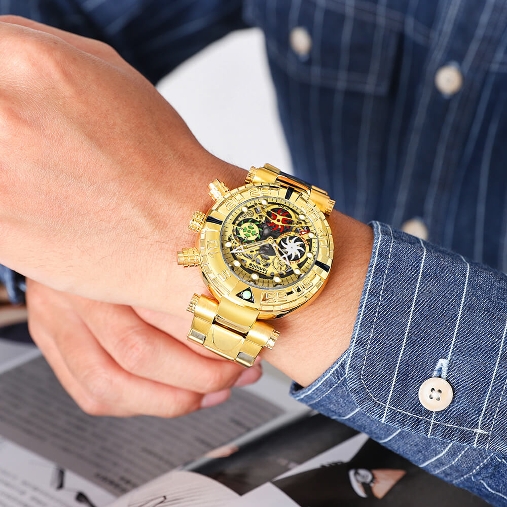 Gold Chronograph Waterproof Military Watch