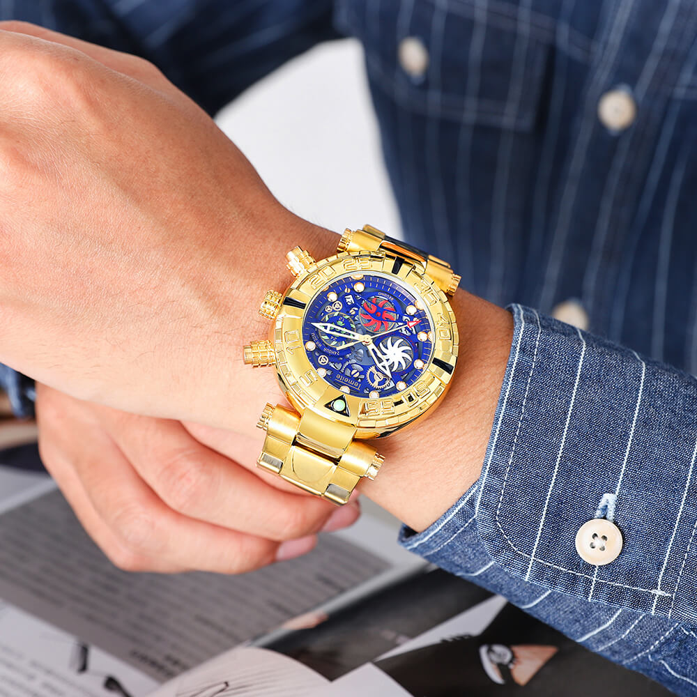 Gold Chronograph Waterproof Military Watch