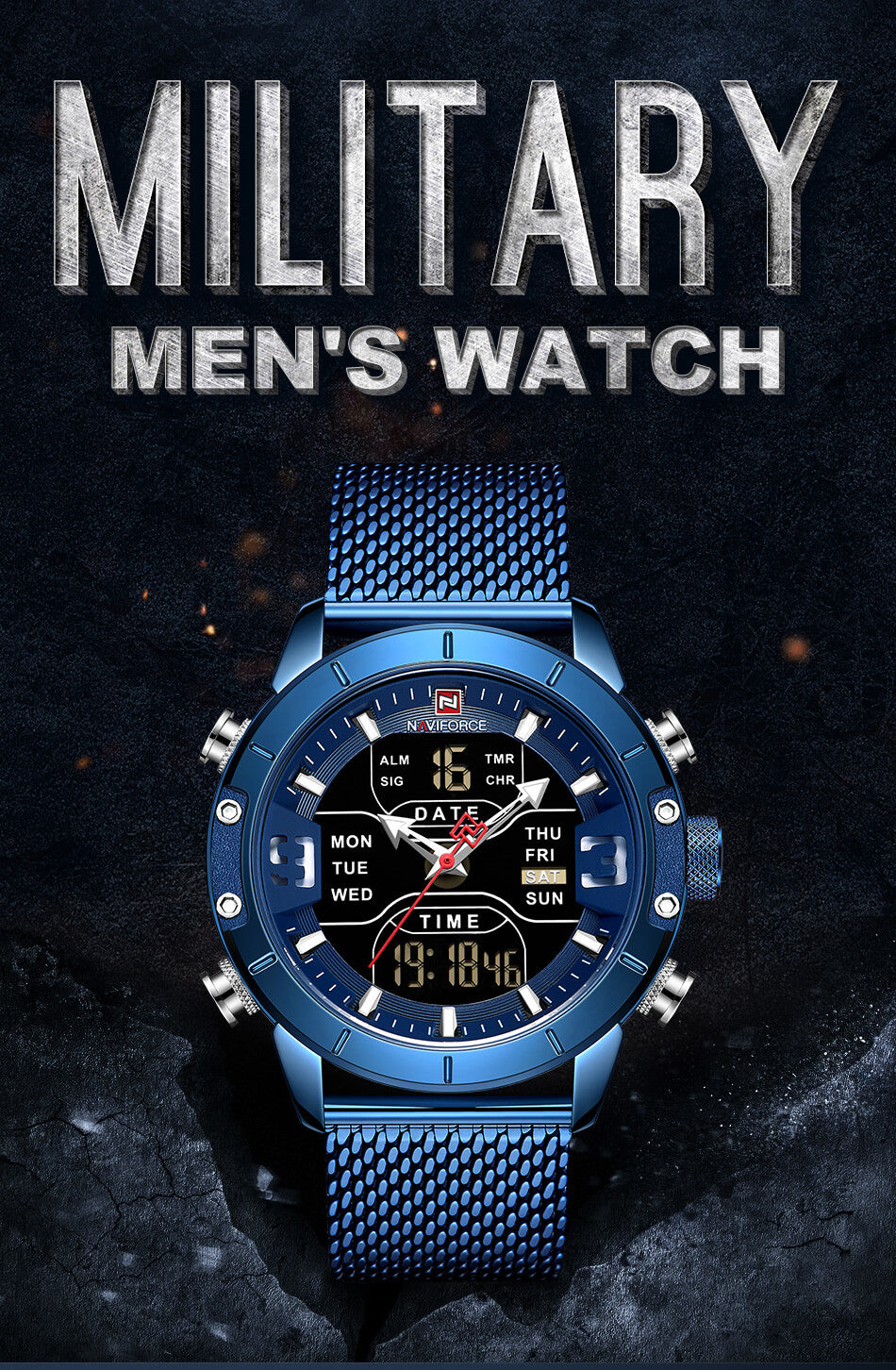 Luxury Military Stainless Steel Watch