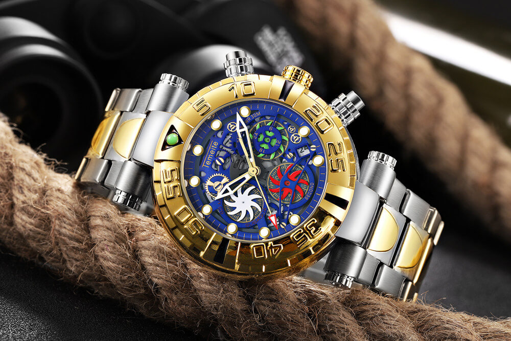 Gold Chronograph Waterproof Military Watch