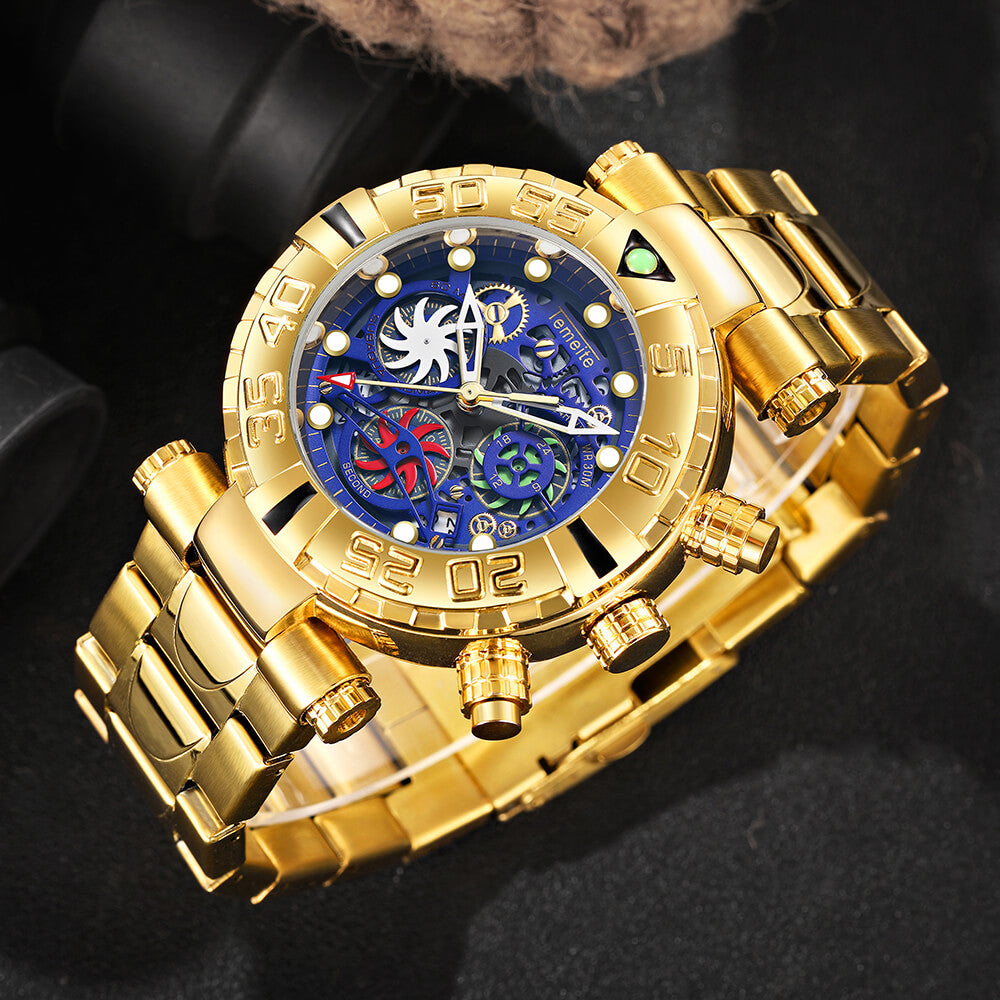 Gold Chronograph Waterproof Military Watch