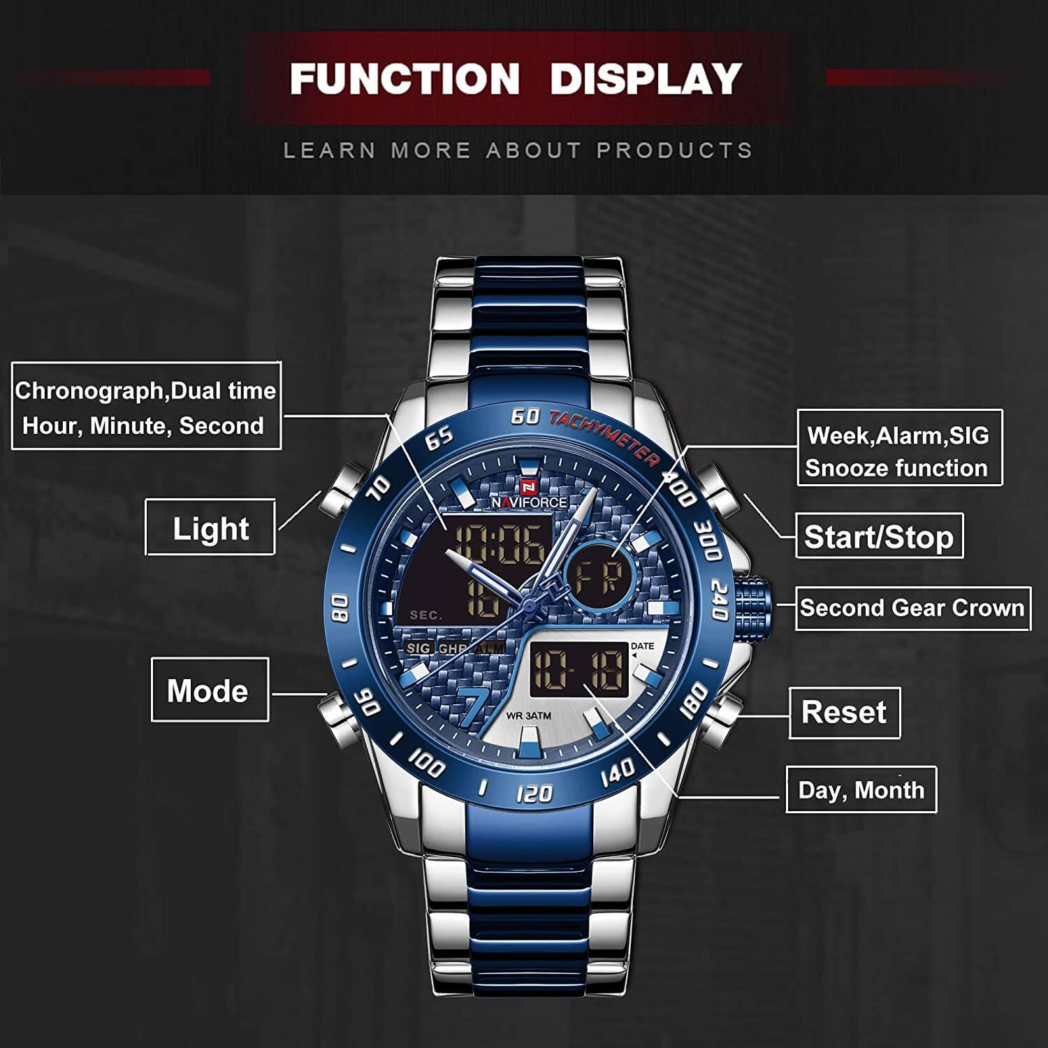 Chronograph Sport Digital Quartz Watch