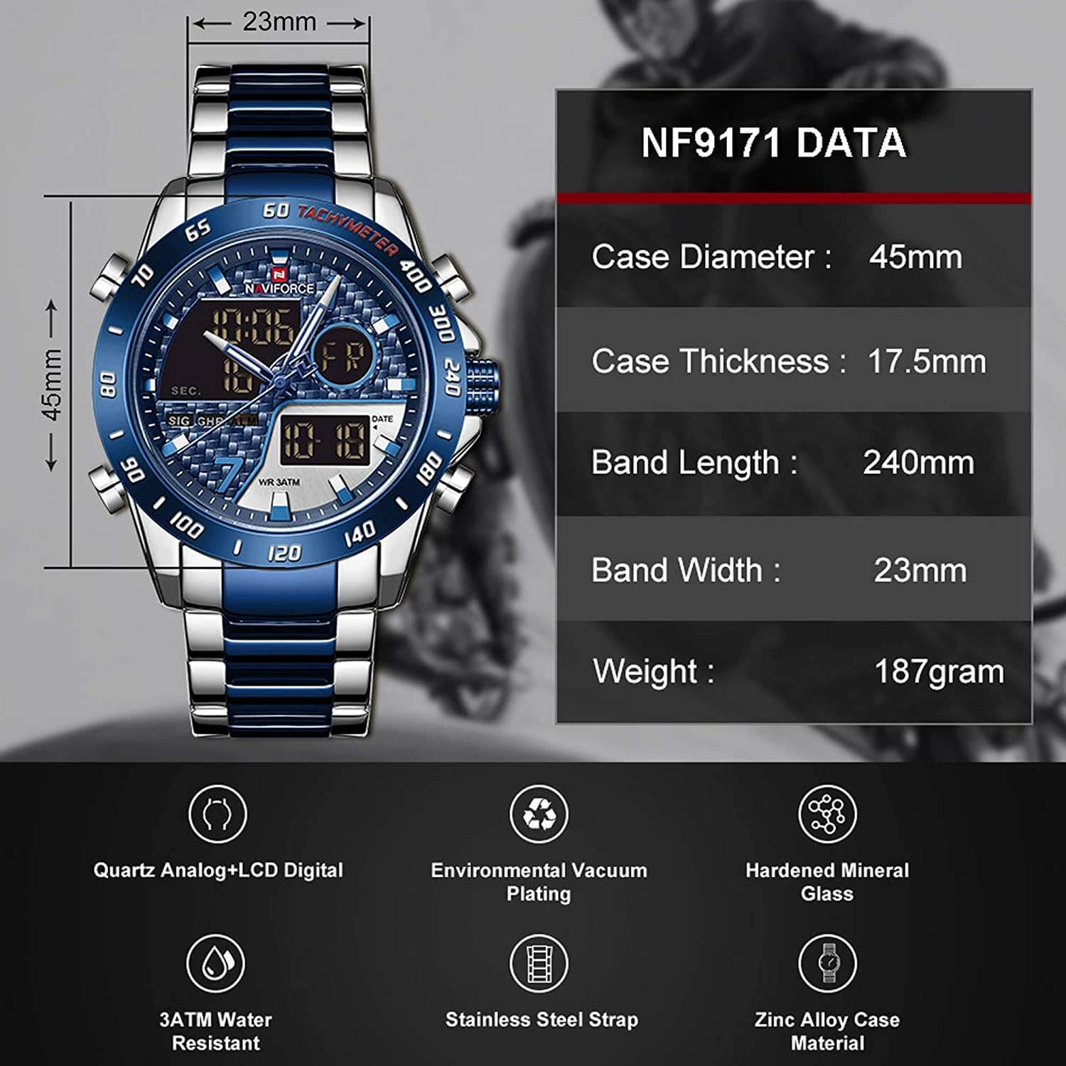 Chronograph Sport Digital Quartz Watch
