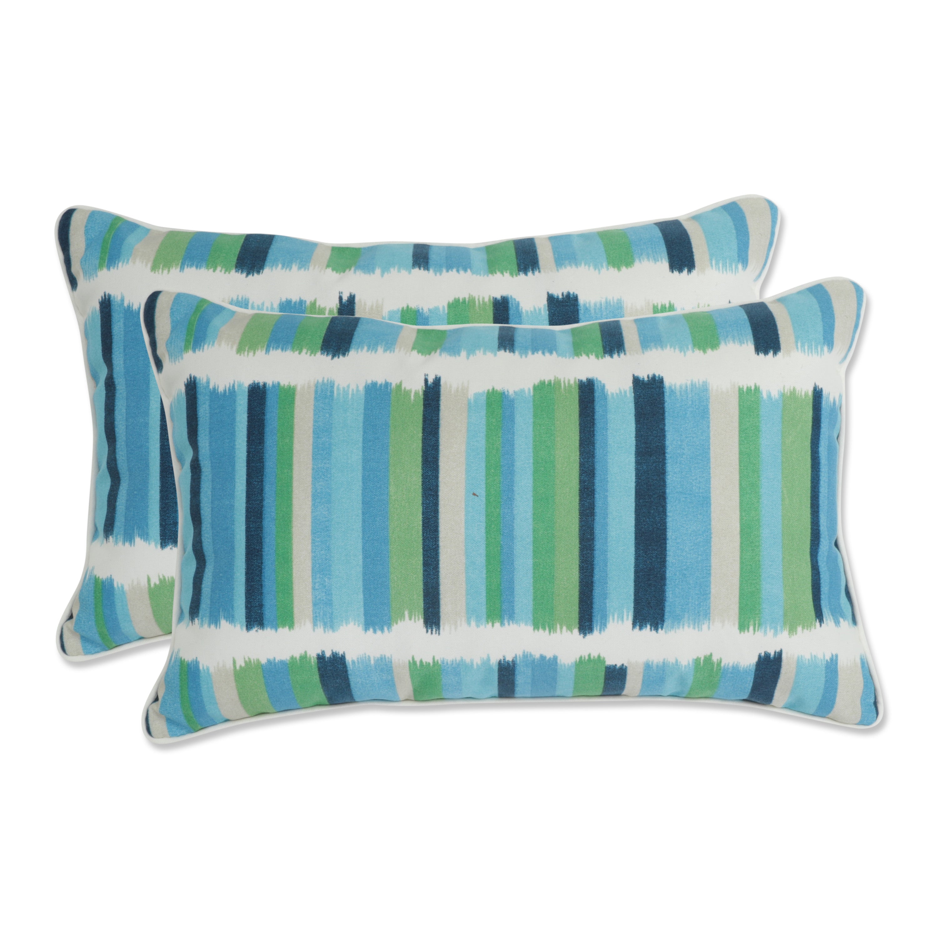 Solar Stripe Azure Rectangular Throw Pillow (Set of 2)