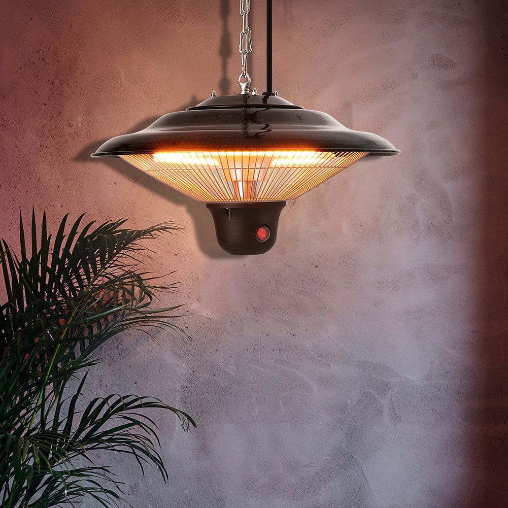 Outdoor Electric Patio Heater Hanging Ceiling w Cover Warmer Remote Control