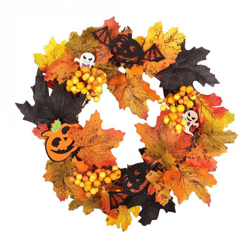 LED Light Up Maple Leaves Pumpkin Artificial Halloween Home Decor Garland