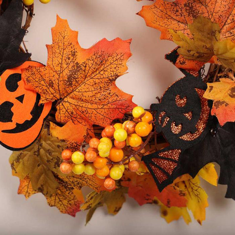 LED Light Up Maple Leaves Pumpkin Artificial Halloween Home Decor Garland