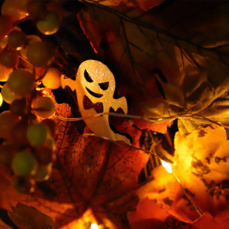 LED Light Up Maple Leaves Pumpkin Artificial Halloween Home Decor Garland