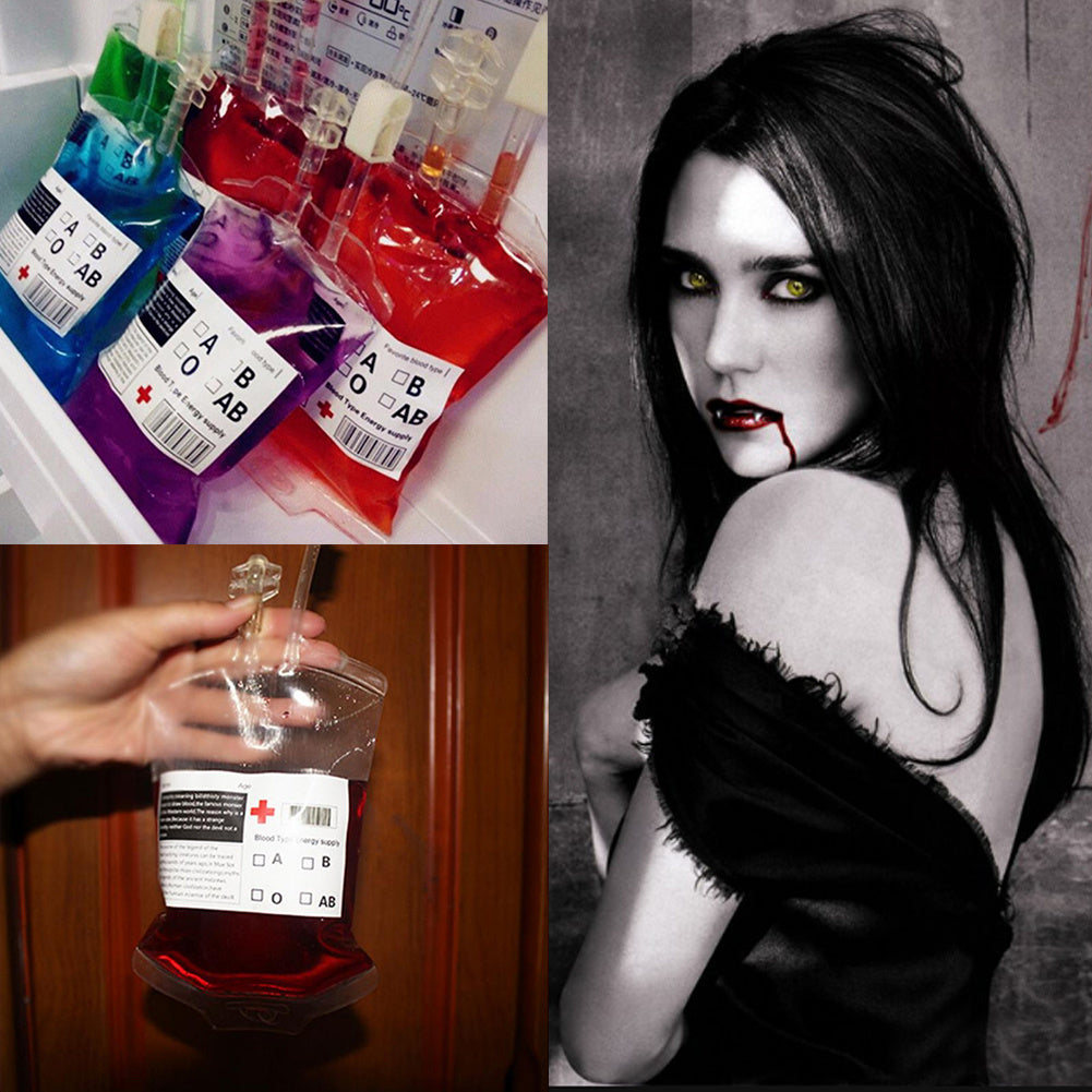 10pc 500ml Reusable Blood Energy Drink Bags Halloween Vampire Cosplay Props