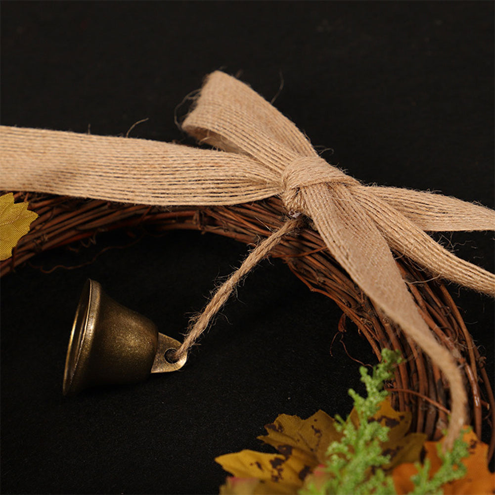 Autumn Harvest Hanging Pumpkin Garland Wreath w/Bell For Halloween Party Decor