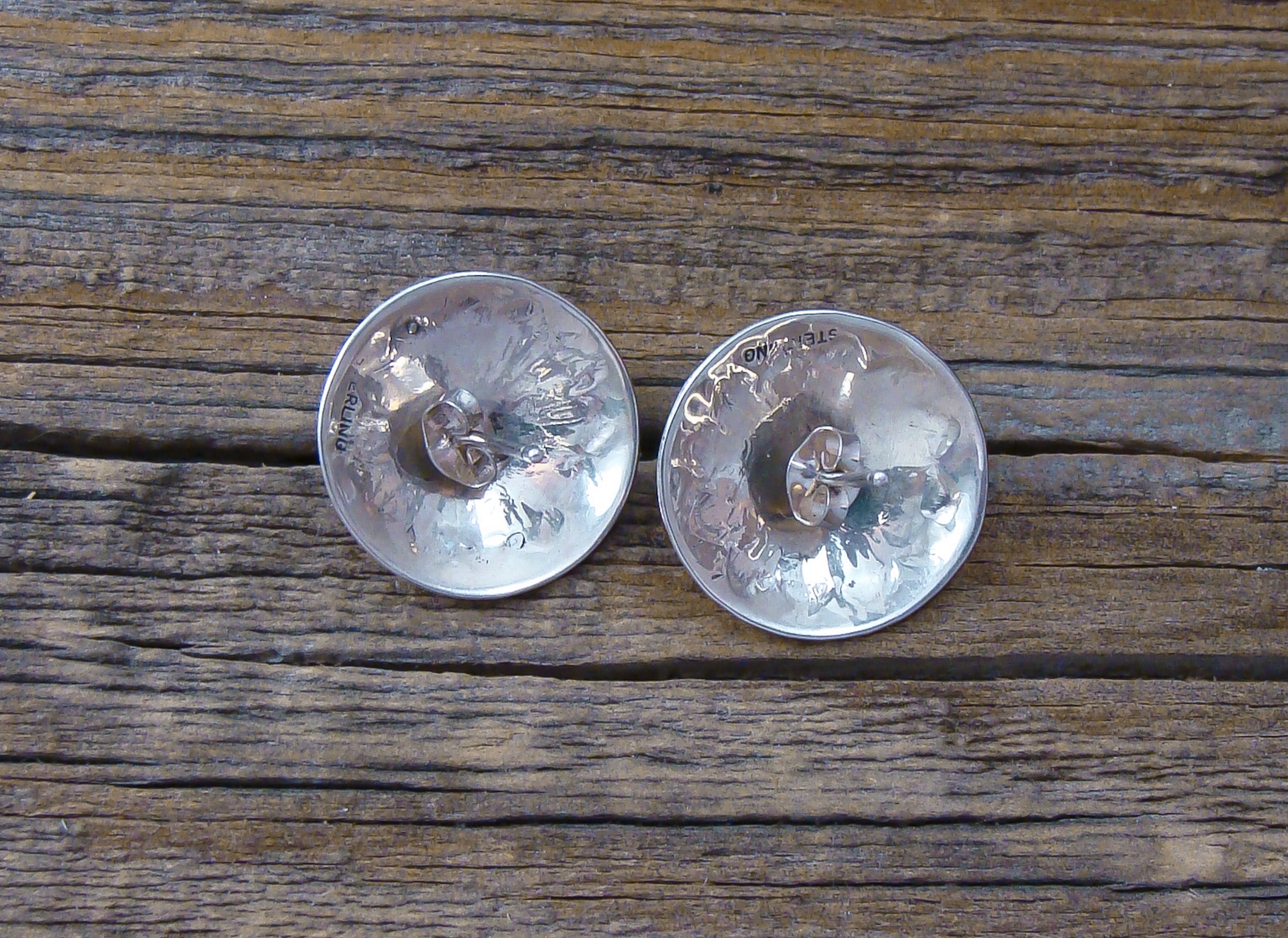 Vintage Navajo Silver Mussel Shell Post Earrings