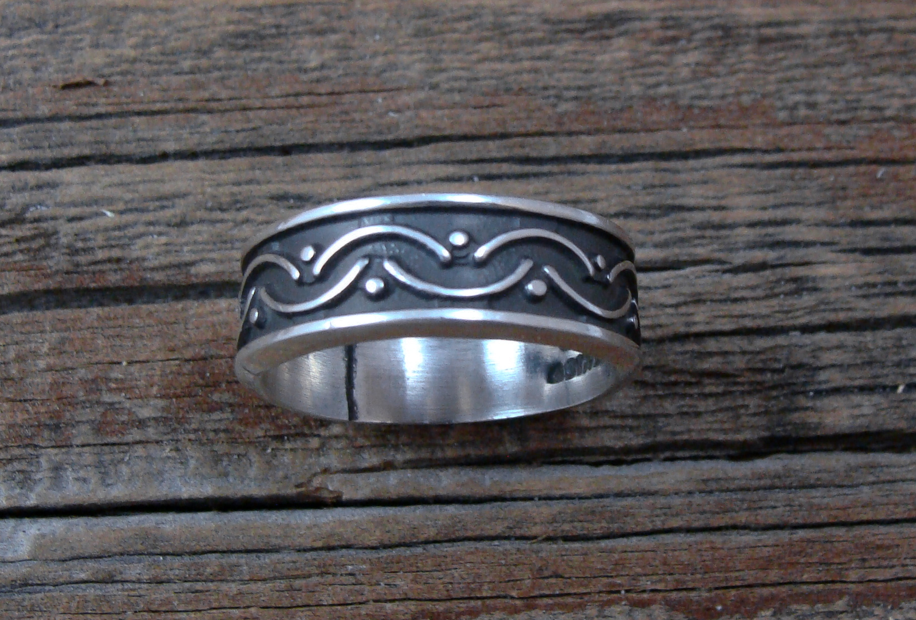 Handmade Silver Wedding Band Ring Size 8.5