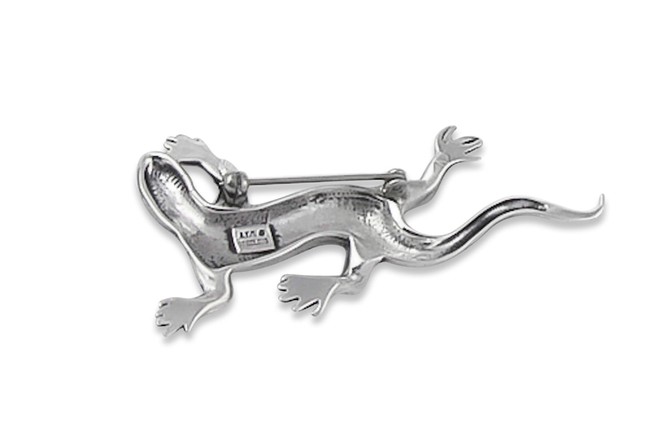 Handmade Sterling Silver 3D Gecko Pin Brooch