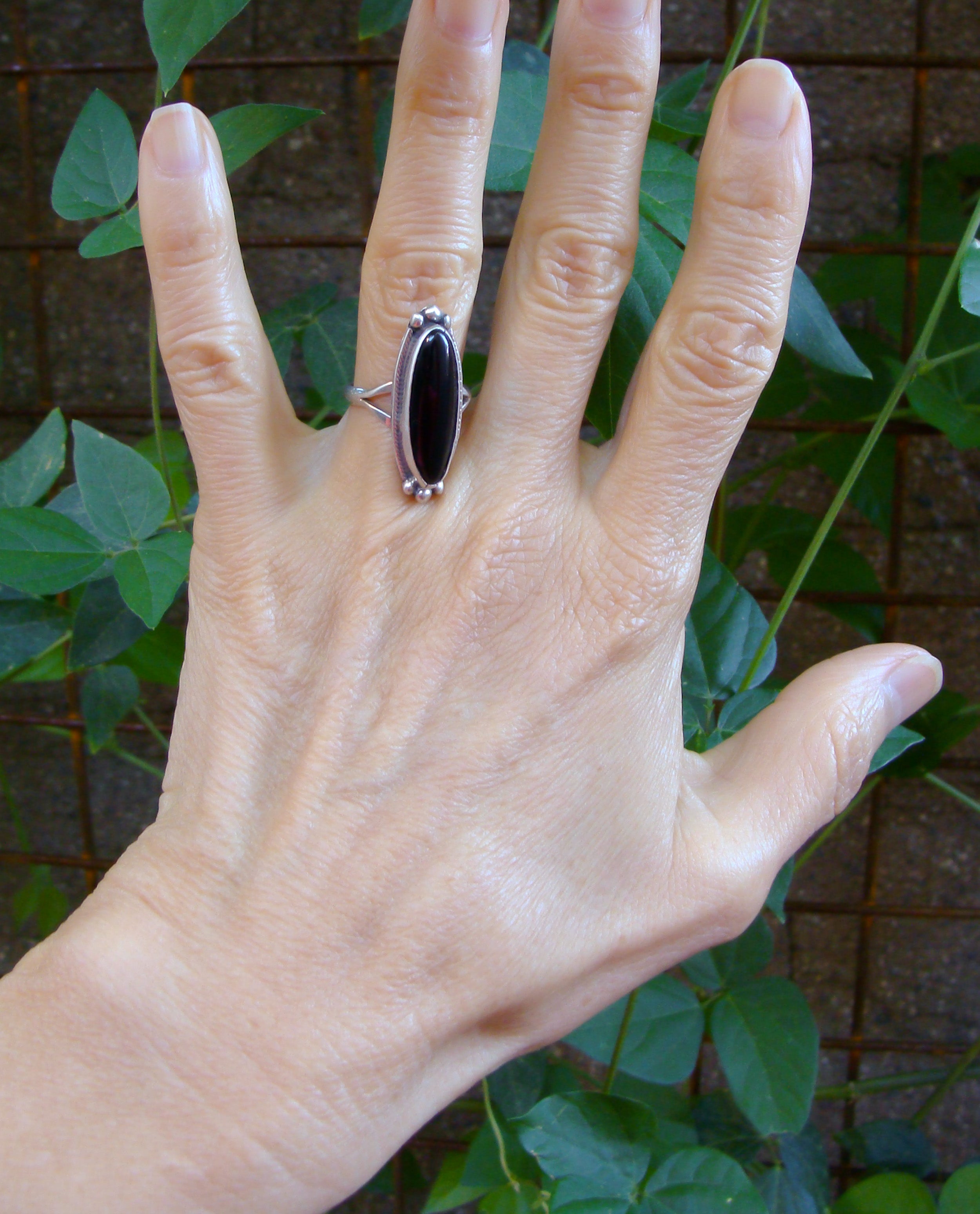 Native American Navajo Black Onyx Ring Size 5.5