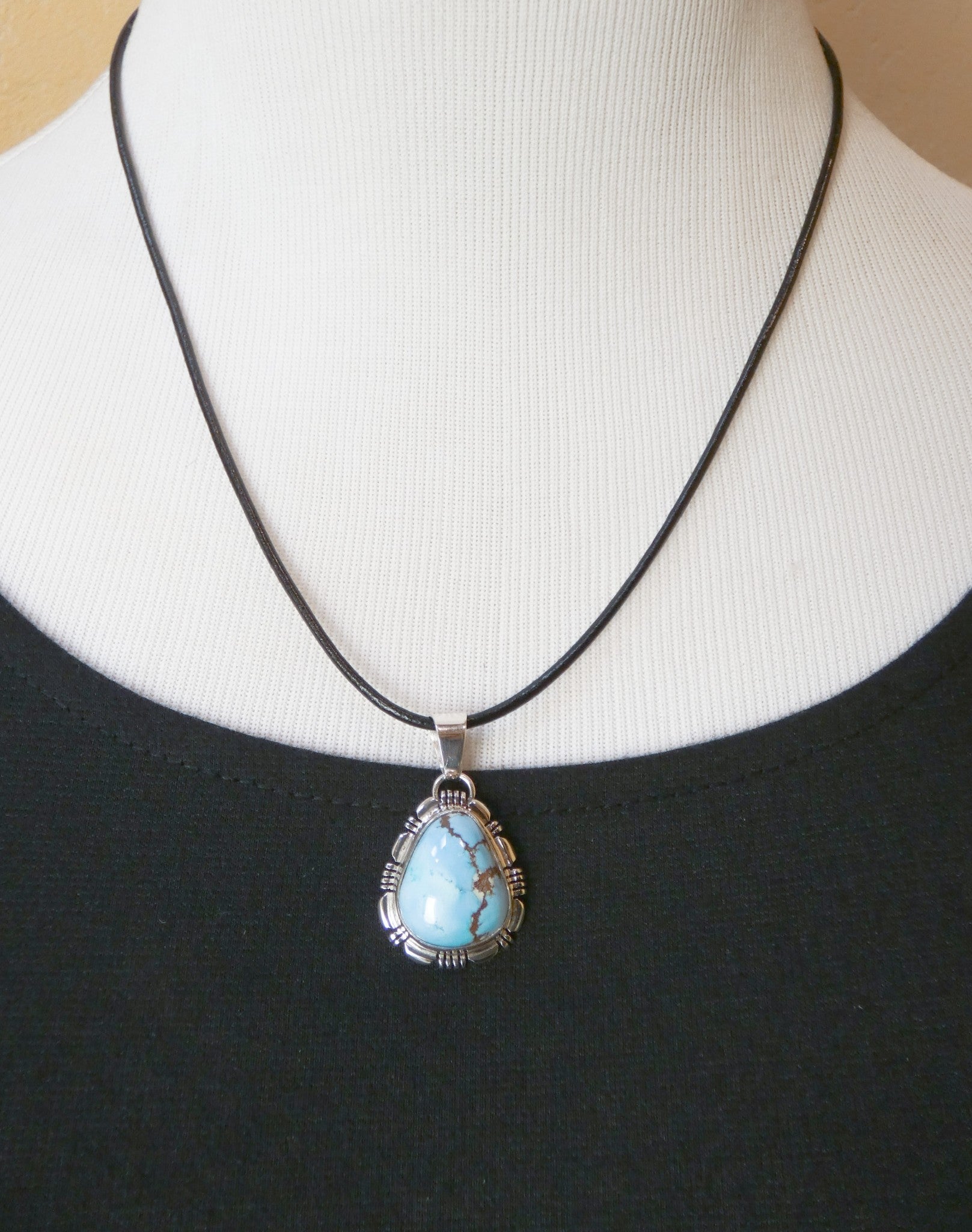 Sterling Silver Golden Hill Turquoise Pendant, Native American Navajo