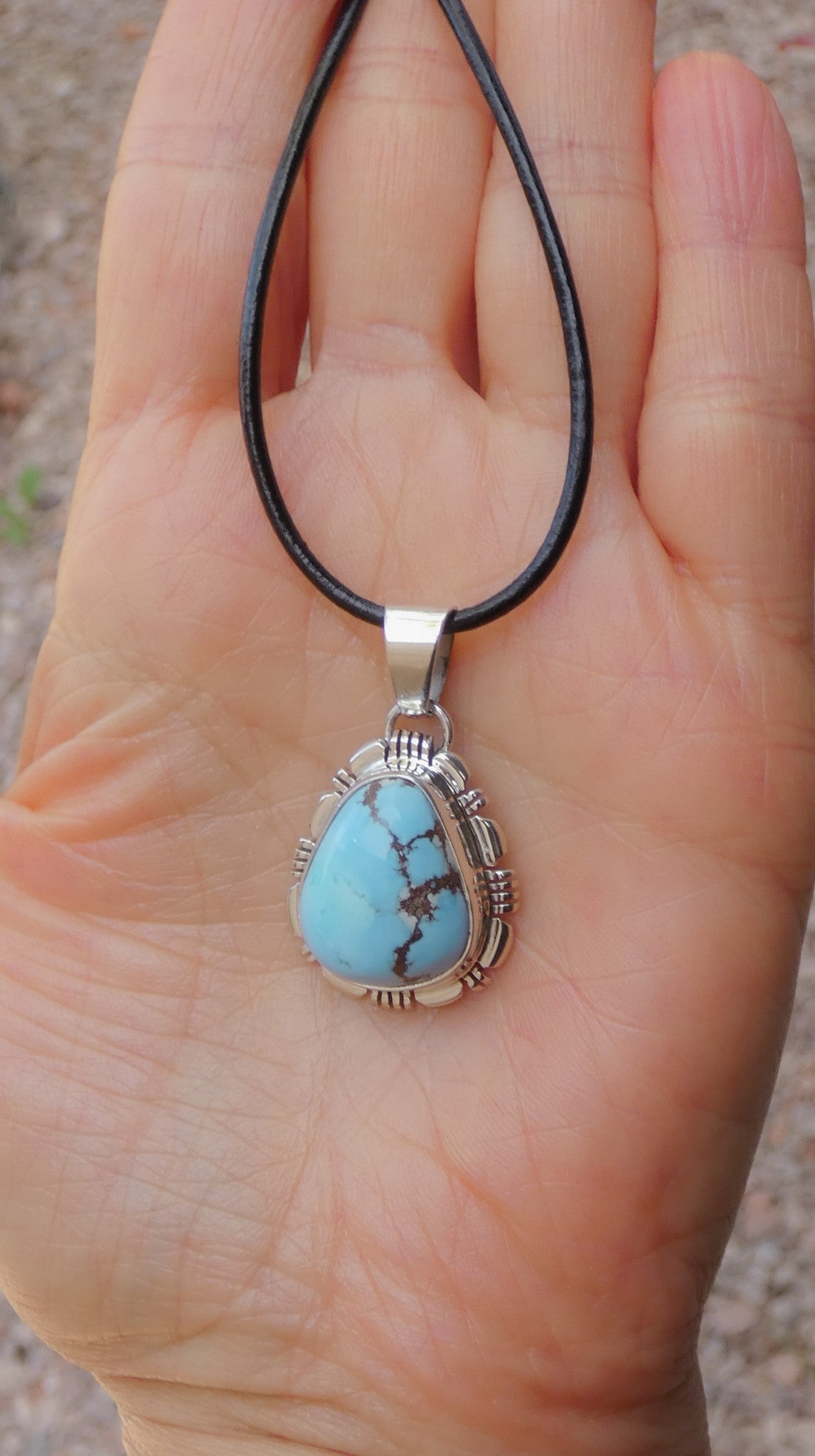 Sterling Silver Golden Hill Turquoise Pendant, Native American Navajo