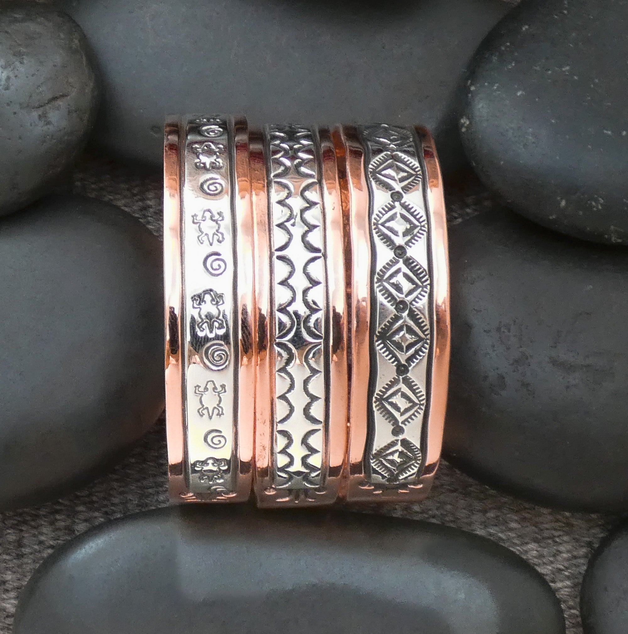 Authentic Unisex Native American Navajo Silver Copper Bracelet