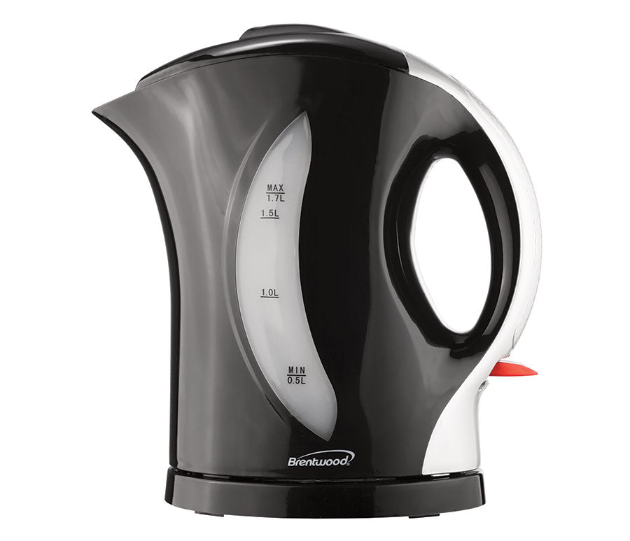 Brentwood KT-1618 BPA Free 1.7L Cordless Electric Kettle, Black/Silver [KT-1618]
