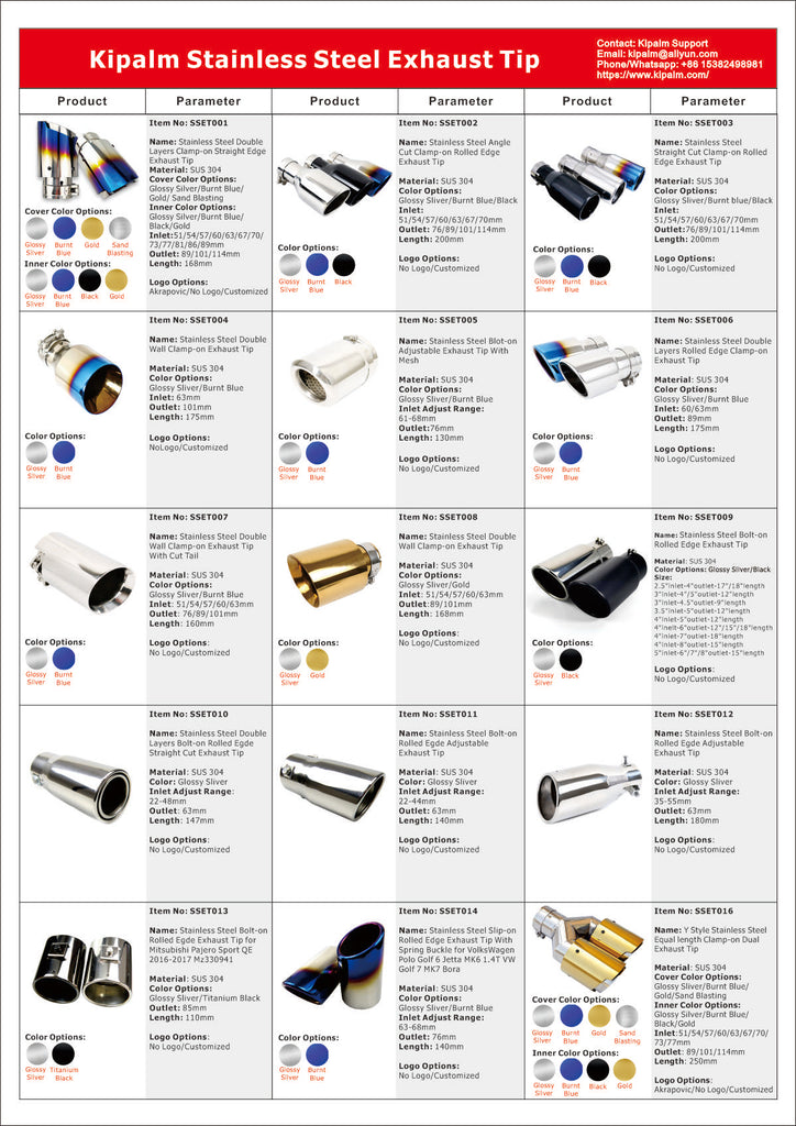 Kipalm Stainless Steel Exhaust Tip Catalog 1