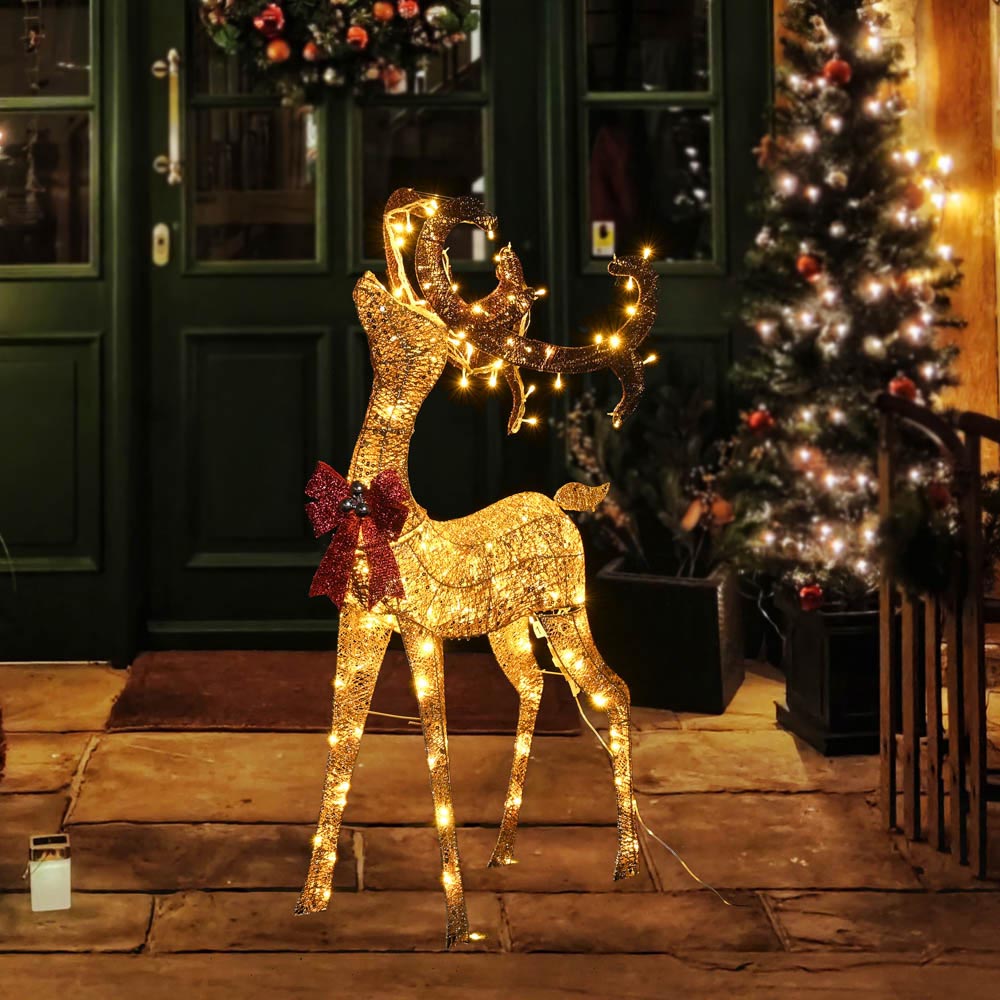  Outdoor Lighted Reindeer for Yard 1-piece(Buck) 