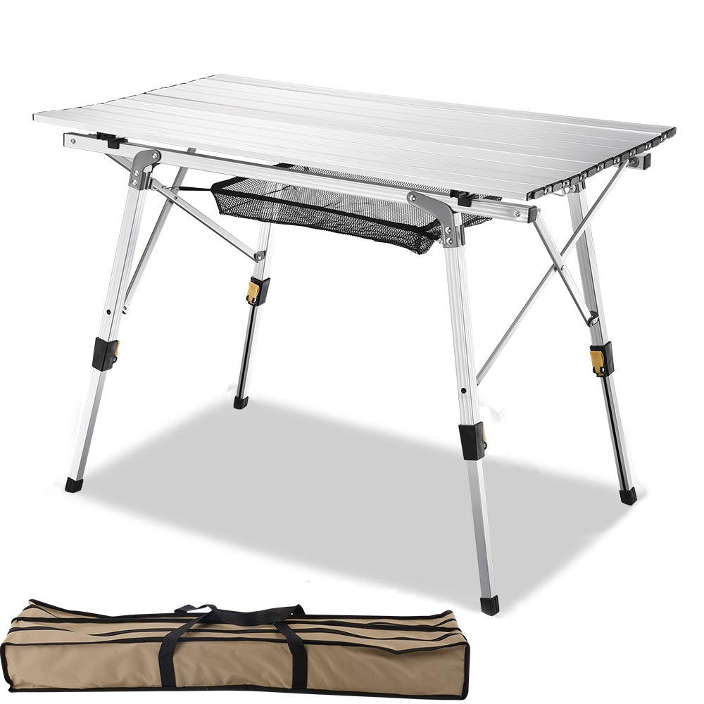  Folding Camping Table Roll Up Aluminum Adjust Height 35"x20" 