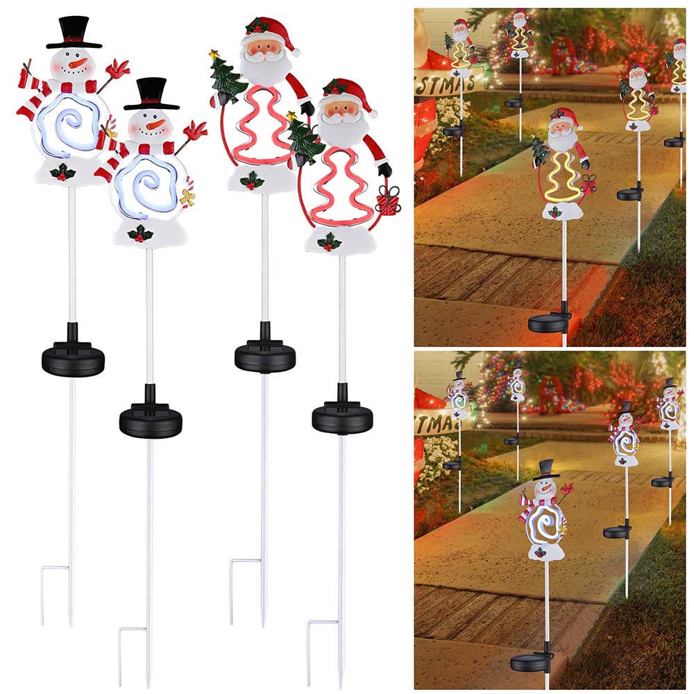  Solar Christmas Pathway Lights with Stake (Santa Snowman Optional) 