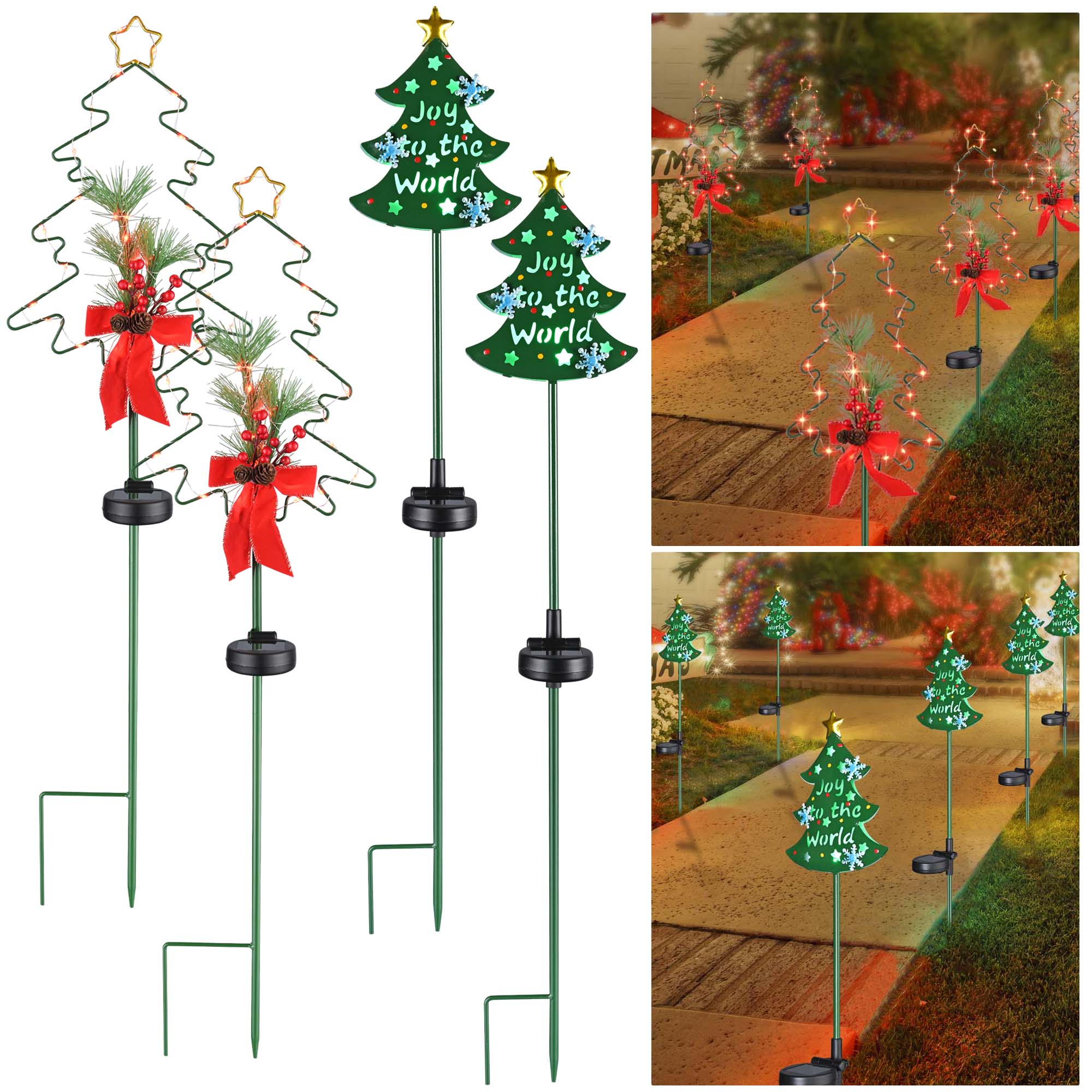  Solar Christmas Pathway Lights with Stake 2 Pack 