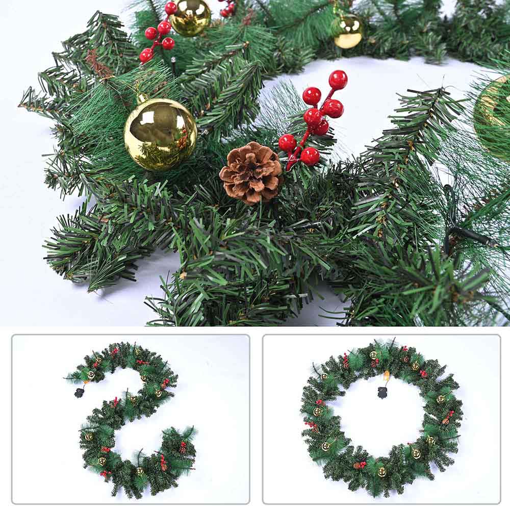  9ft Lighted Christmas Garland with 50 Lights Battery Operated 