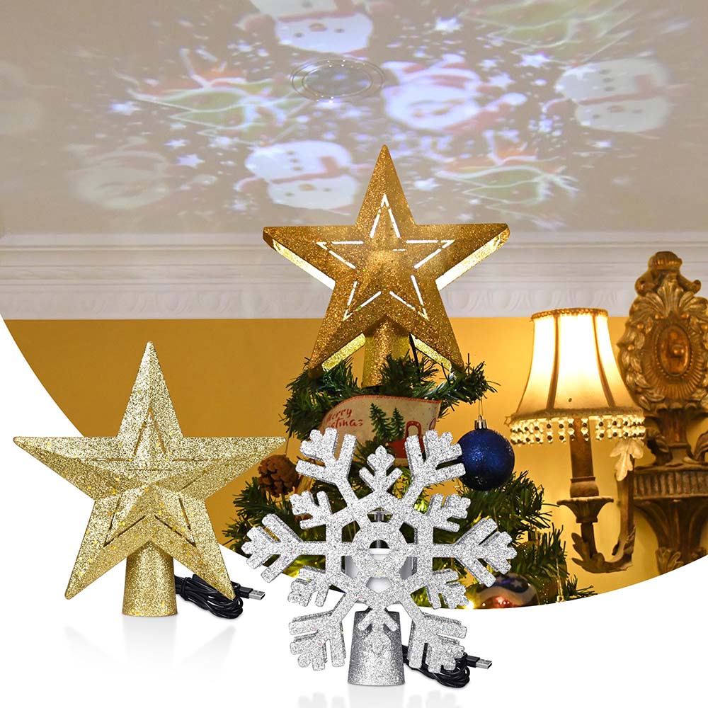  Lighted Tree Topper Projector (Star Snowflake Options) 