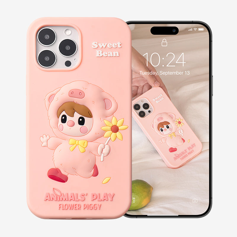 POP MART Sweet Bean Animals' Play Series Phone Case(Flower Piggy) - popmart global