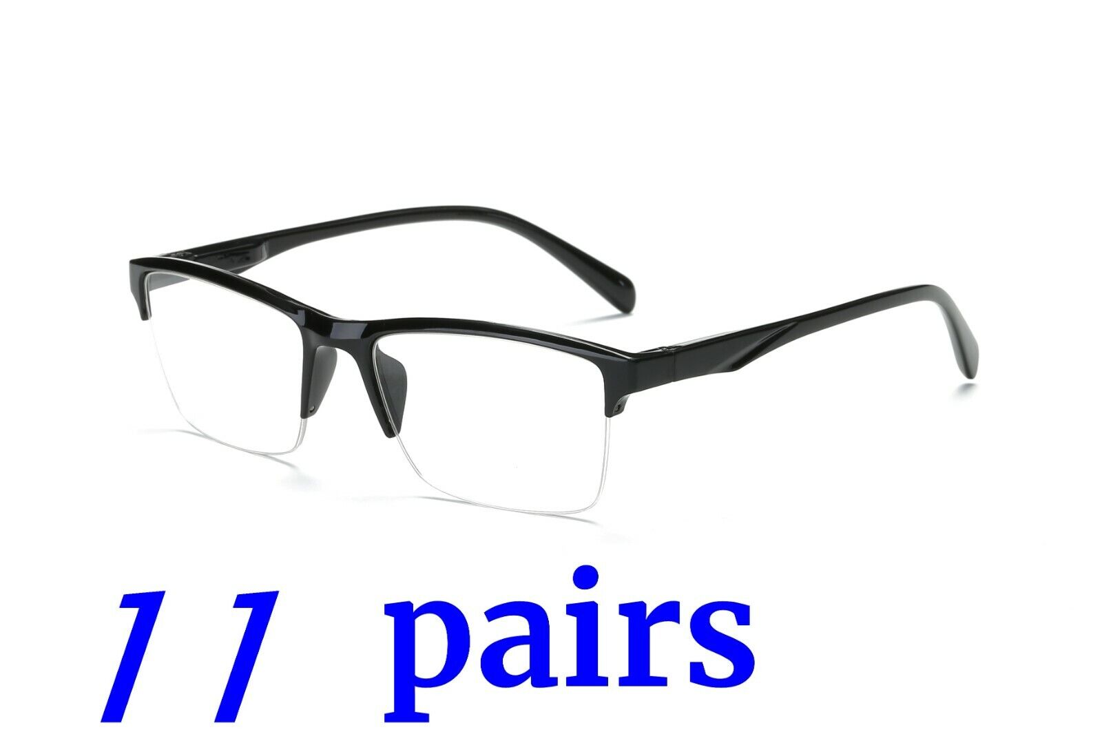 11Pair Fashion Rectangle Half Frame Reading Glasses Spring Hinge Readers for Men