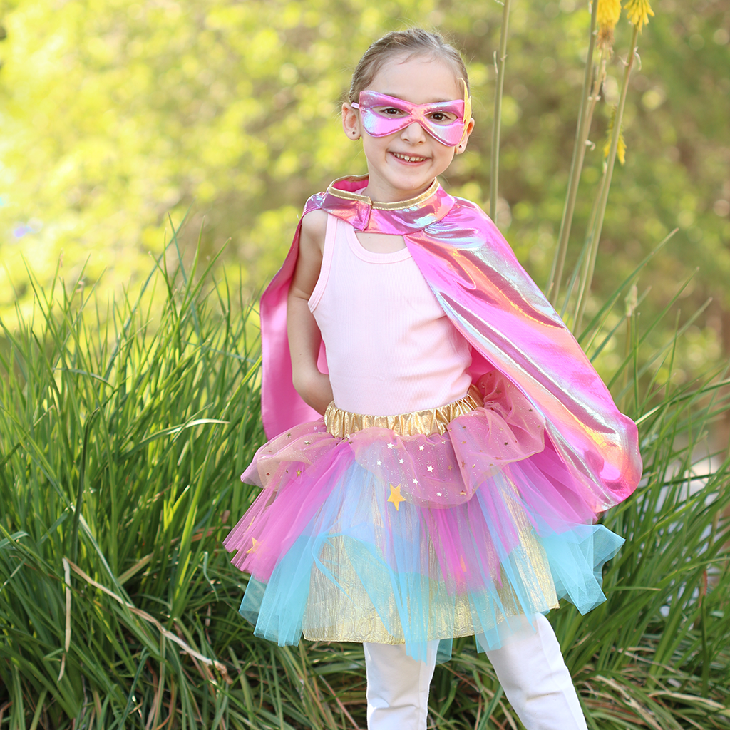 Super Duper Cape Tutu and Mask - Pink and Gold