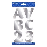 Bazic Silver Metallic Color Alphabet And Numbers Stickers