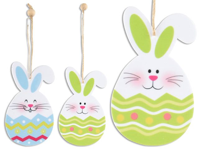 4in x 2-3/8in Easter Bunny Hanging Acrylic Decoration. 2 Asst.Styles. Cht.