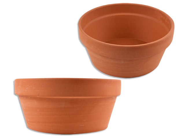 8.5in(TD) x 4.375in(H) Terracotta Shallow Planter. Label.