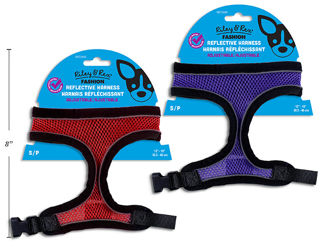 Adjustable Reflective Harness - Small. 2 Cols: Red / Purple. T.o.c.
