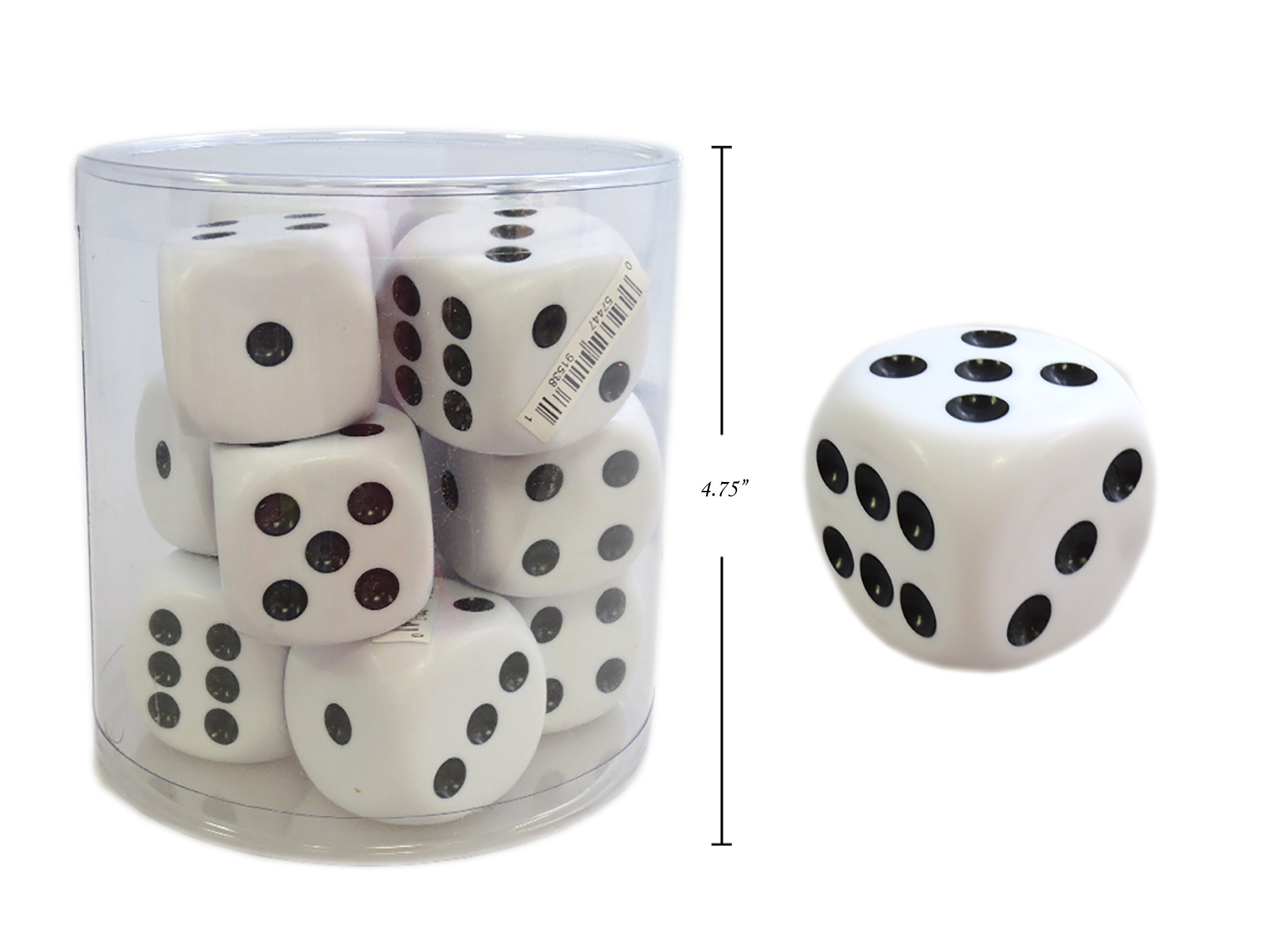 38 MM JUMBO WHITE DICE 12/DRUM