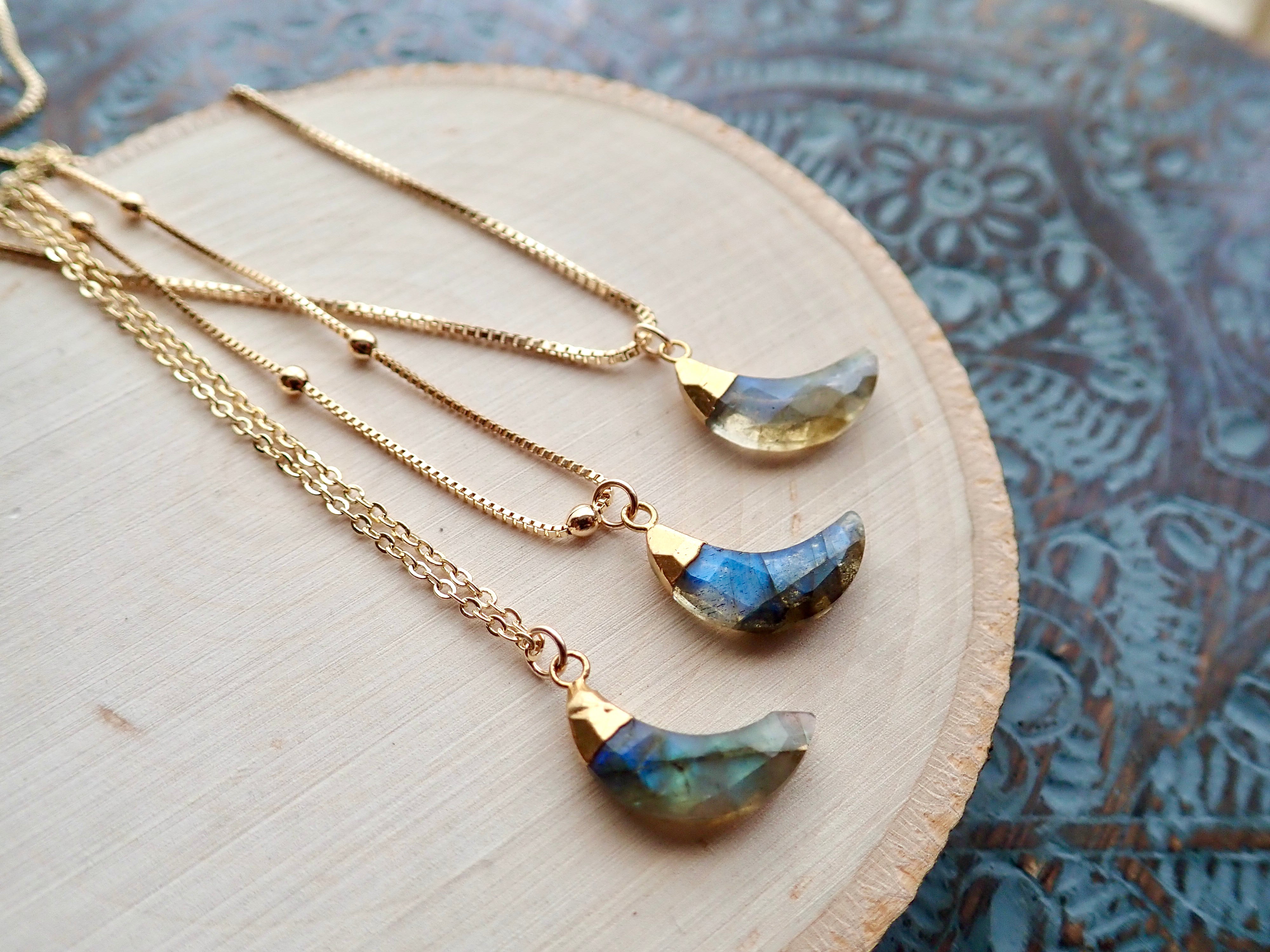 Borealis Labradorite Moon Necklace