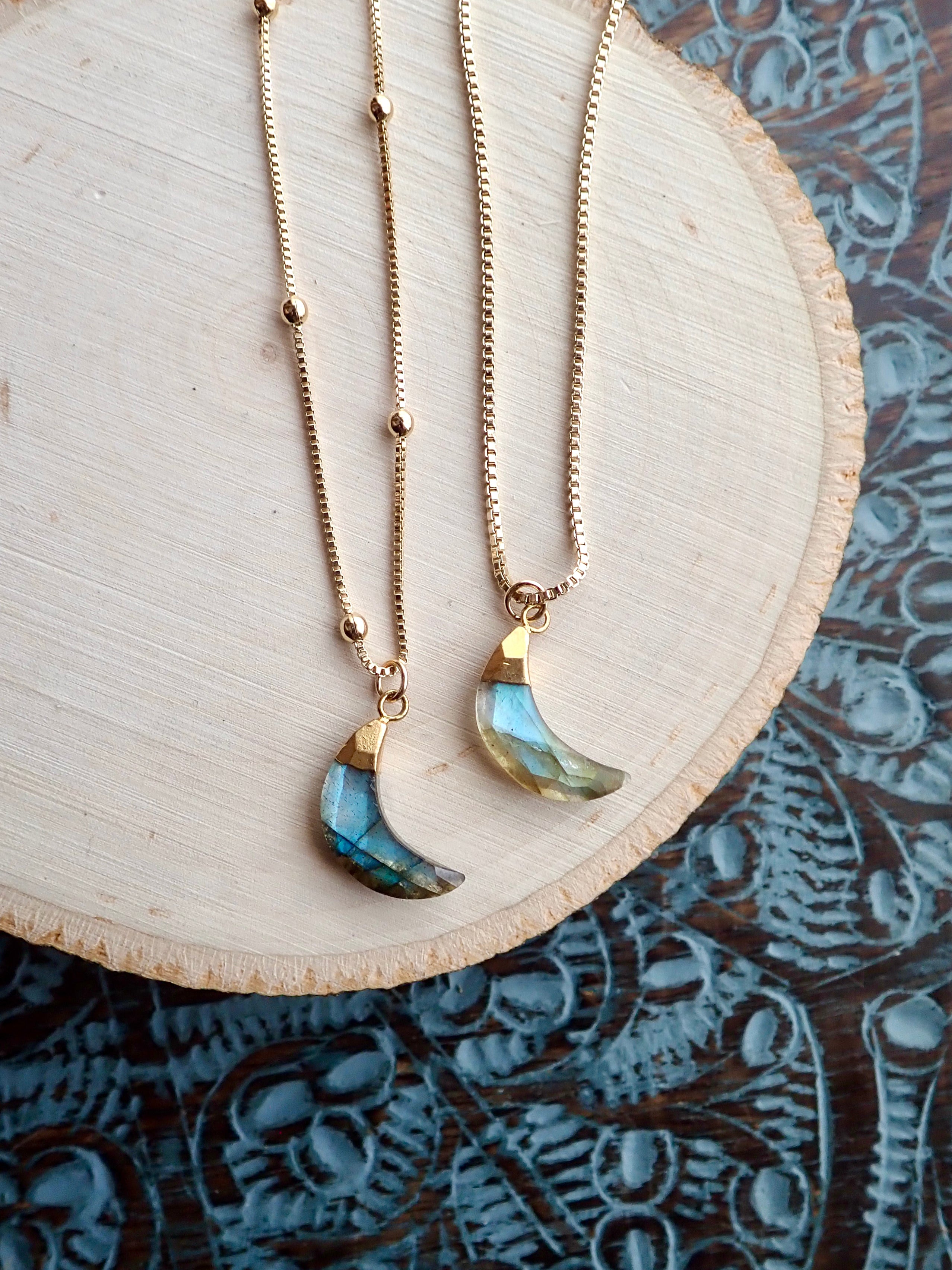 Borealis Labradorite Moon Necklace