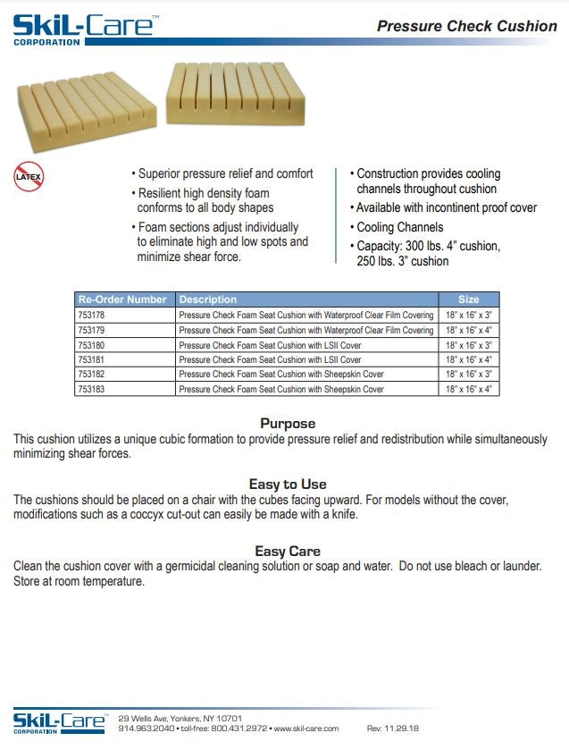 SkiL-Care Pressure-Check Foam Cushion