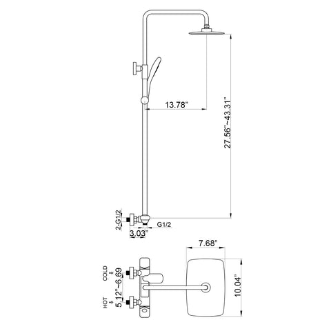 Matte Black Wall Mounted Thermostatic Shower System Multifunction Shower Faucet Set LFRB0839