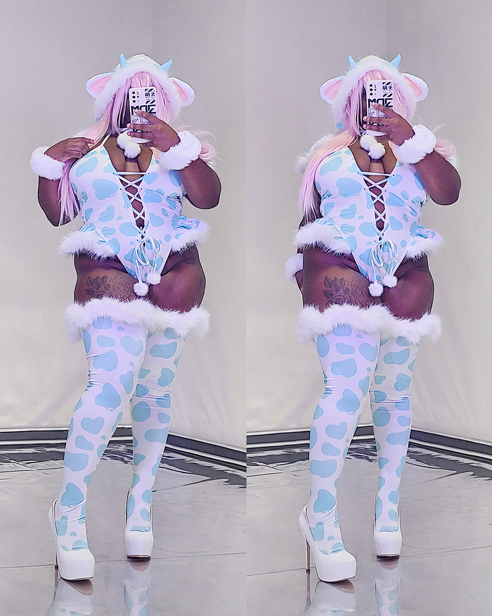 Winter Plush Cow Bodysuit