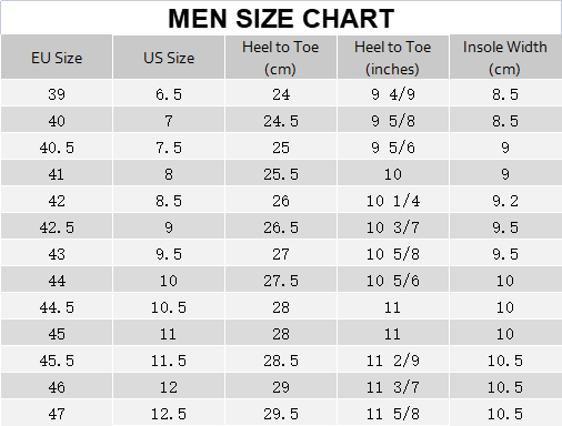 Size Chart | UIN Footwear – SG UIN Footwear