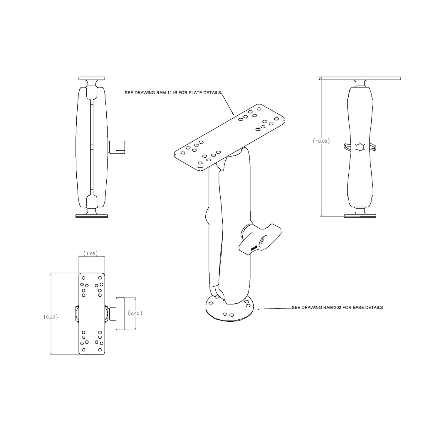 RAM? Universal Marine Electronic Mount - C Size Long - RAM-111U-D