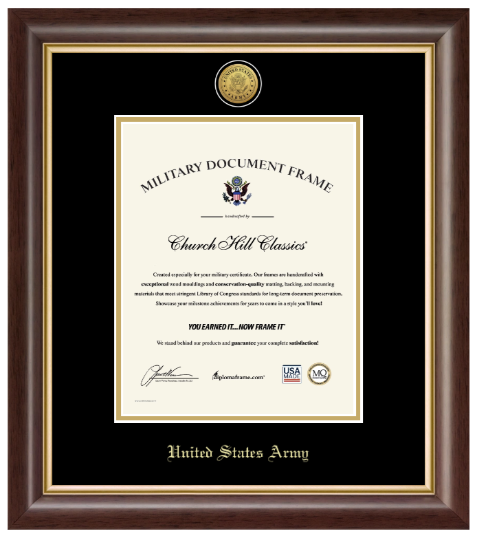 United States Army Gold Engraved Hampshire Certificate Frame (Vertical)