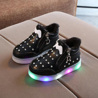 New Kids Crystal Diamond Bling Light Up Shoes Bright Lighted Up Shoes Baby Girls Boys Lighted Trainer Led Luminous Sneakers Flashing Light Up Shoes