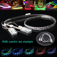 Newest 2 Packs 60cm Flexible Neon USB Rechargeable Battery Powered RGB 24 LED SMD 3528 Light Strip Waterproof Shoes Clothing Clothes Party