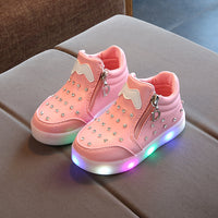 New Kids Crystal Diamond Bling Light Up Shoes Bright Lighted Up Shoes Baby Girls Boys Lighted Trainer Led Luminous Sneakers Flashing Light Up Shoes