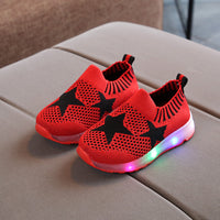 New Lighting KIDS Shoes Baby Fly Weaving Flash Shoes Small and Medium-sized Light Shoes Trainer Boys Girls LED Light Up Shoes Infantil LED Luminous