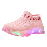 Kids Sneakers ChildrenLed Shoes Baby Girls Boys Letter Mesh Led Luminous Socks Sport Run Bright Sneakers Shoes Sapato Infantil Light Up Shoes